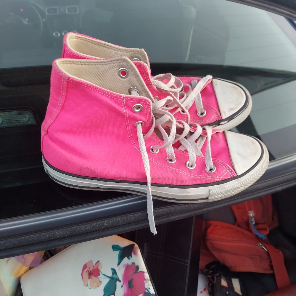Converse pink high tops size womens 7.5 or men's 5.5